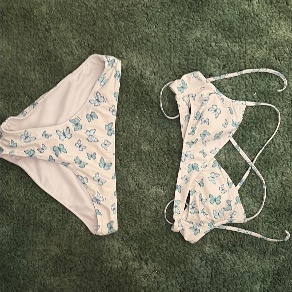 Pink Butterfly Print Bikini Set